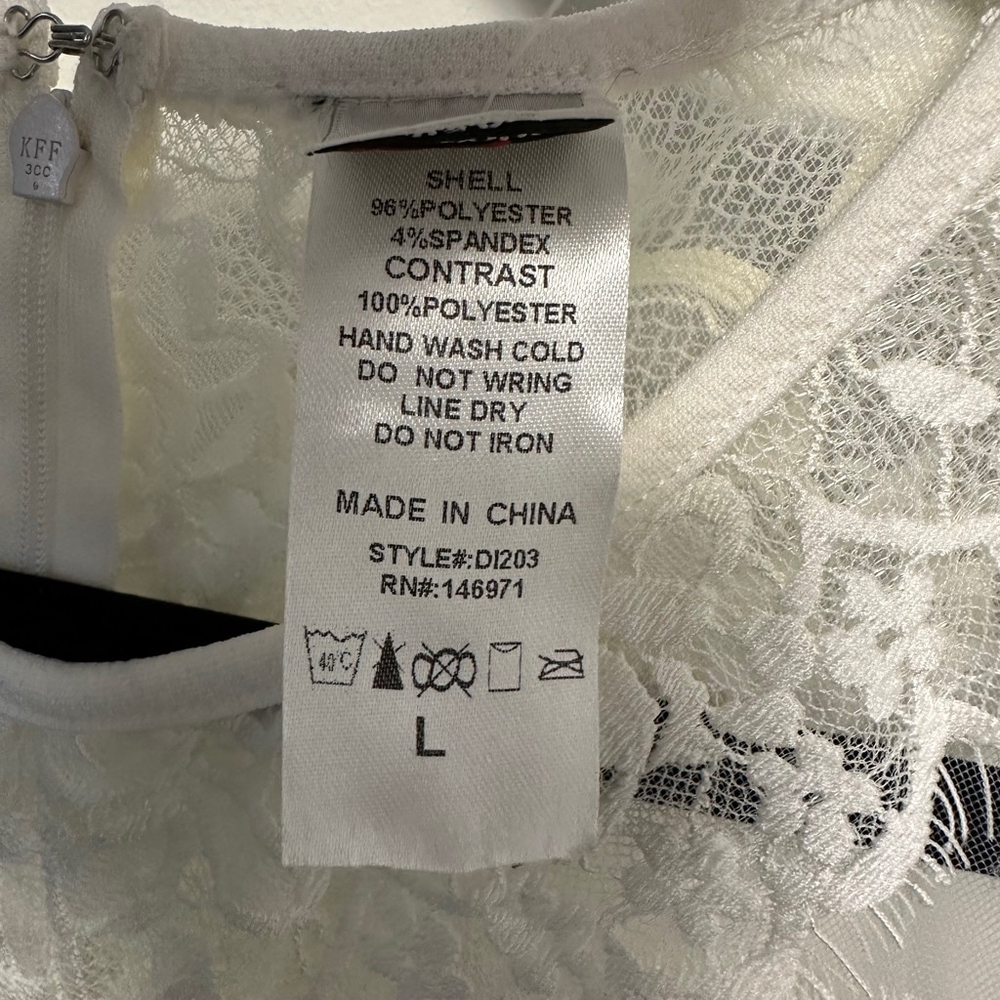 NWT NEW Wedding Women Carolina Dress, Size L, White lace short long sleeve party - Picture 15 of 16